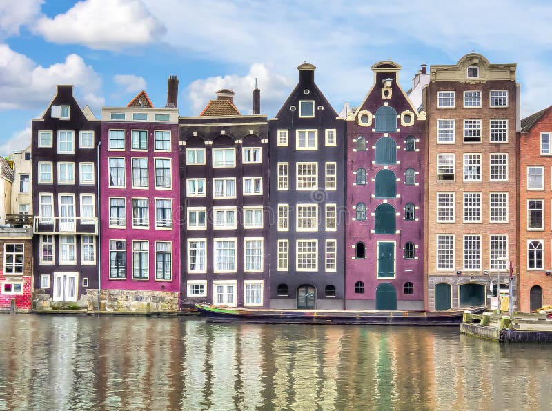 Amsterdam architecture and Damrak canal, Netherlands royalty free stock image Amsterdam architecture and Damrak canal, Netherlands royalty free stock image