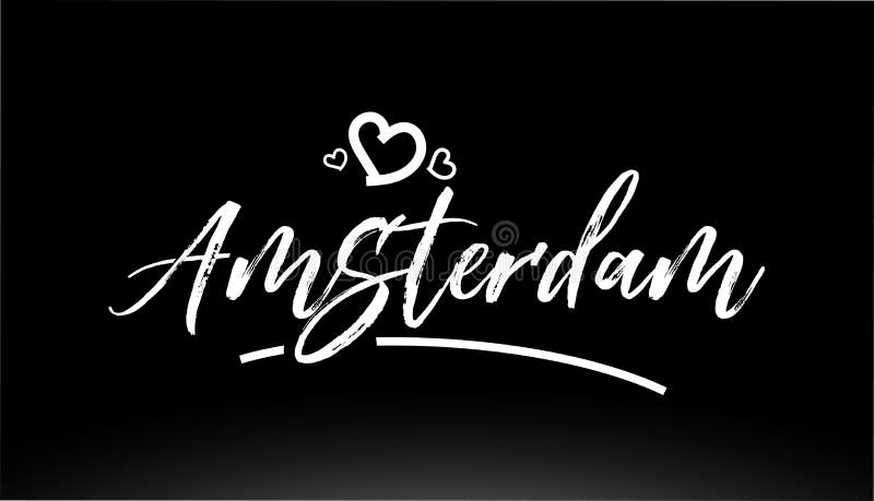 Amsterdam Black And White City Hand Written Text With Heart Logo Stock Vector Illustration Of Template Vector 138736198
