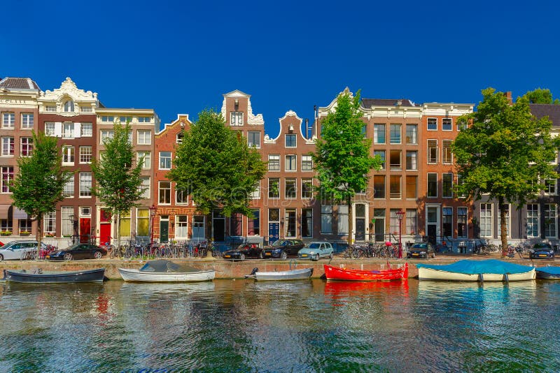 Amsterdam canals and typical houses, Holland