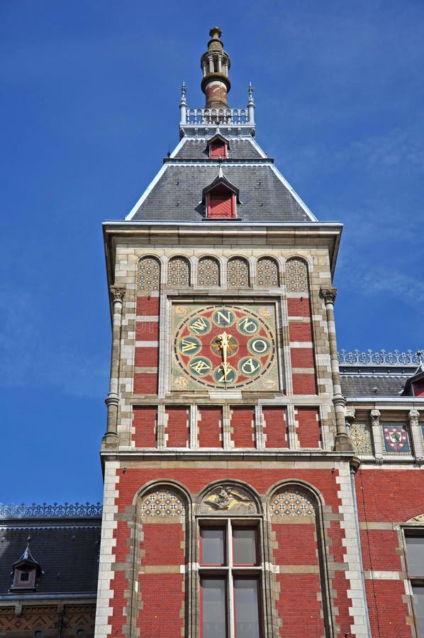Amsterdam Central Station Clock Tower, Amsterdam Stock Image Image of