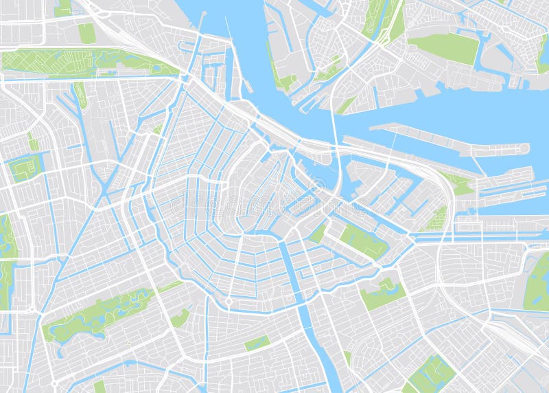 Amsterdam färbte Vektorkarte