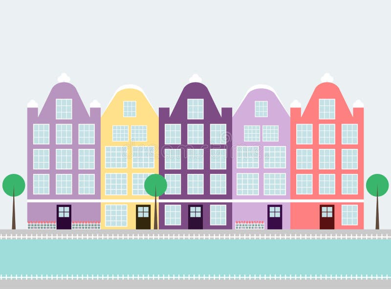 Amsterdam houses on the water stock illustration Amsterdam houses on the water stock illustration