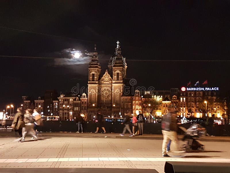 Amsterdam la nuit photo stock Amsterdam la nuit photo stock