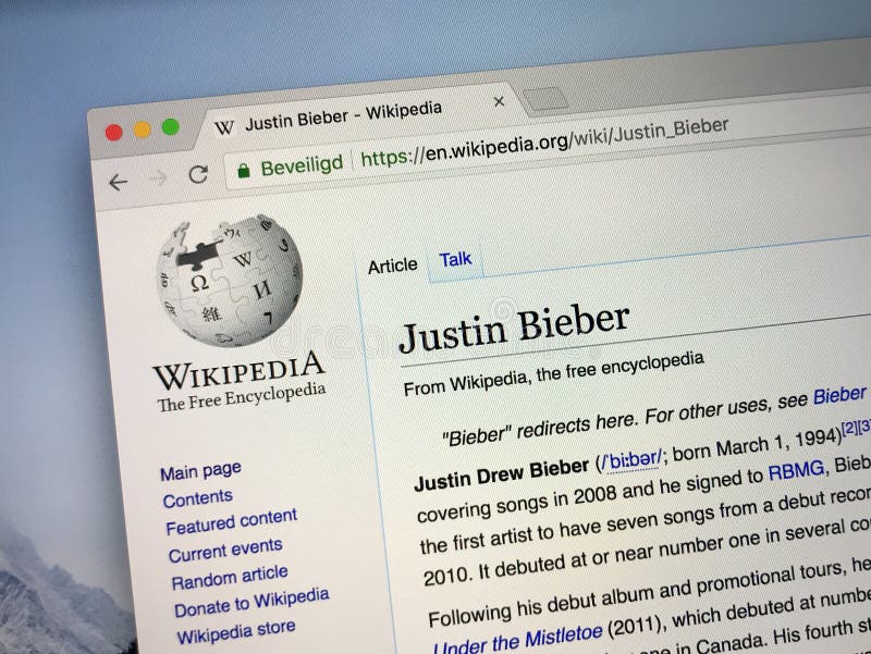 Wikipedia Page about Justin Bieber Editorial Stock Image - Image of  internet, webpage: 124427024