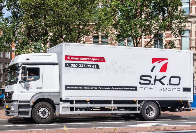Large White SKO Transport Truck, Amsterdam Netherlands Editorial - Image of netherlands, messages: 157219812