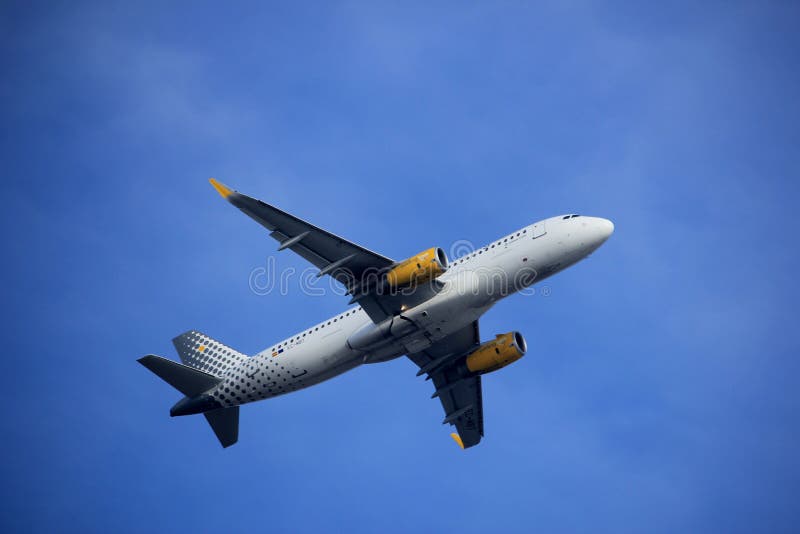 Amsterdam the Netherlands - March 4th, 2018: EC-MBT Vueling Airbus A320-200 takeoff from Aalsmeerbaan runway, Amsterdam Airport Schiphol