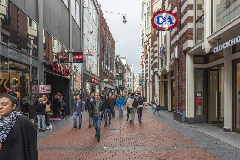 Amsterdam Nieuwendijk Street. the Famous Street is the Main Shopping ...