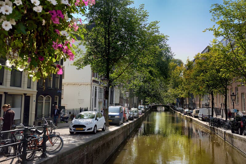 AMSTERDAM, NETHERLANDS - SEPTEMBER 17, 2018: Quiet Street, Canal ...