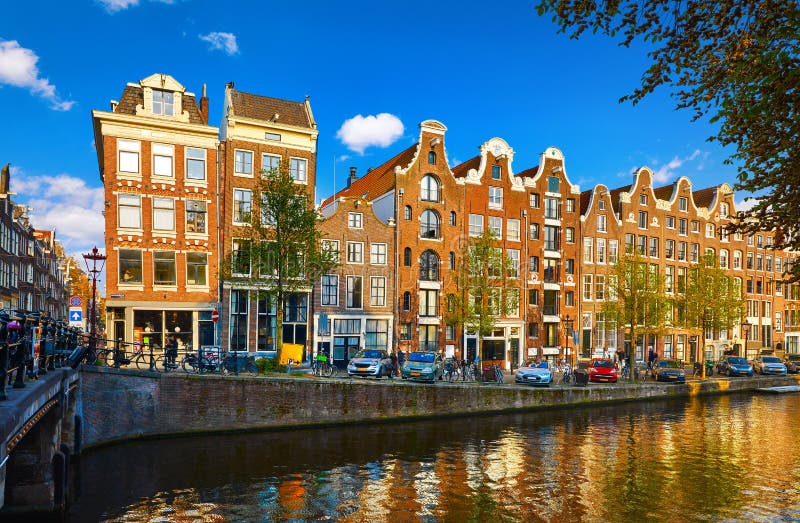 Amsterdam Netherlands. Traditional brown house at coast royalty free stock photos Amsterdam Netherlands. Traditional brown house at coast royalty free stock photos