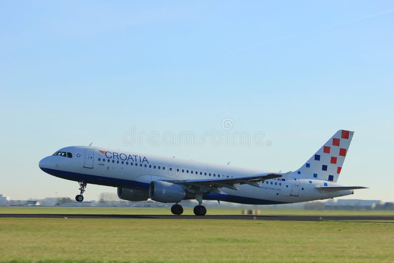 Amsterdam, Paesi Bassi - 25 novembre 2016: 9A-CTJ Croatia Airlines Airbus A320 immagini stock libere da diritti Amsterdam, Paesi Bassi - 25 novembre 2016: 9A-CTJ Croatia Airlines Airbus A320 immagini stock libere da diritti