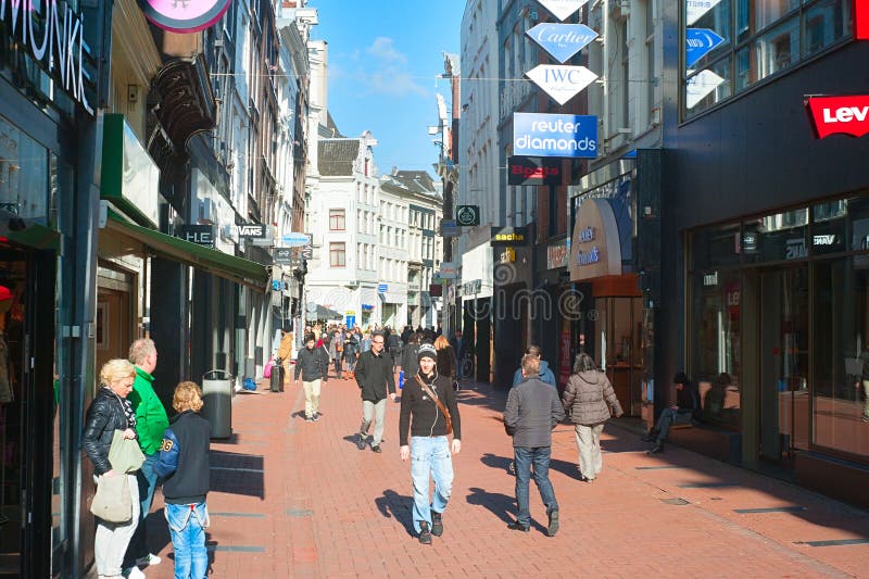 Amsterdam shopping editorial stock photo. Image of shop - 45296718