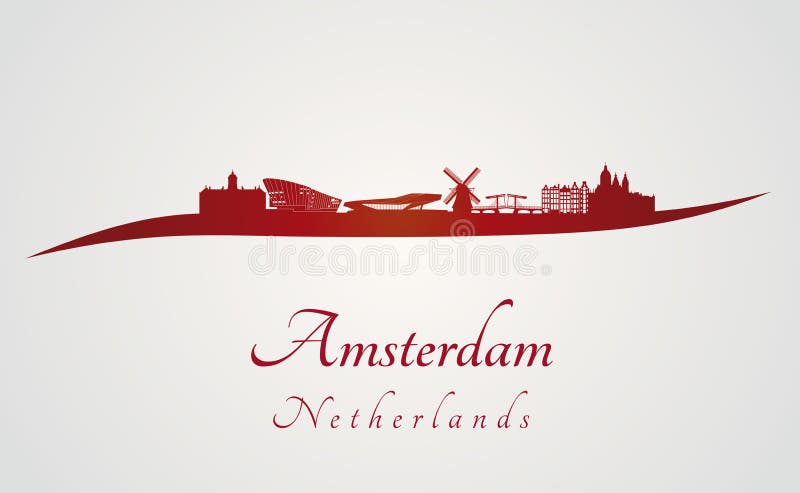 Amsterdam-Skyline im Rot