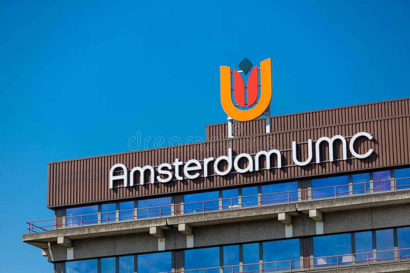 Amsterdam UMC Sign Logo on the Hospital. Amsterdam UMC is a Medical ...