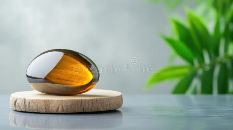 Amulet de guérison moderne dans un espace lumineux moderne un amulet de tigre repose sur une planche en bois au milieu des élément image stock