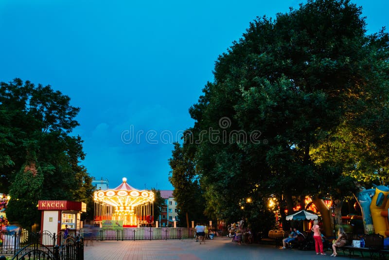 Amusement Park and Attractions in the Summer in Gomel, Belarus Editorial  Photography - Image of entertainment, park: 139986837