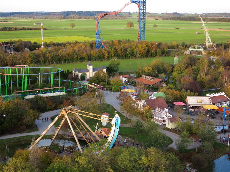 Amusement park countryside aerial view