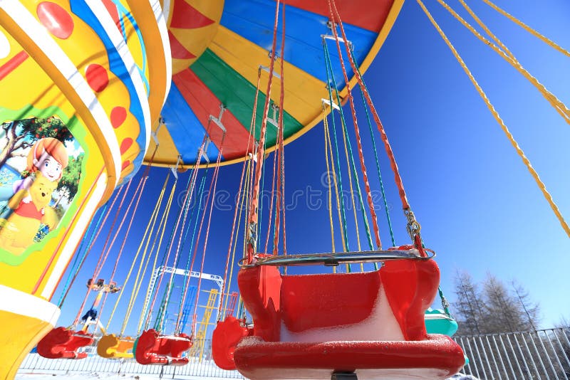 Empty amusement park in winter