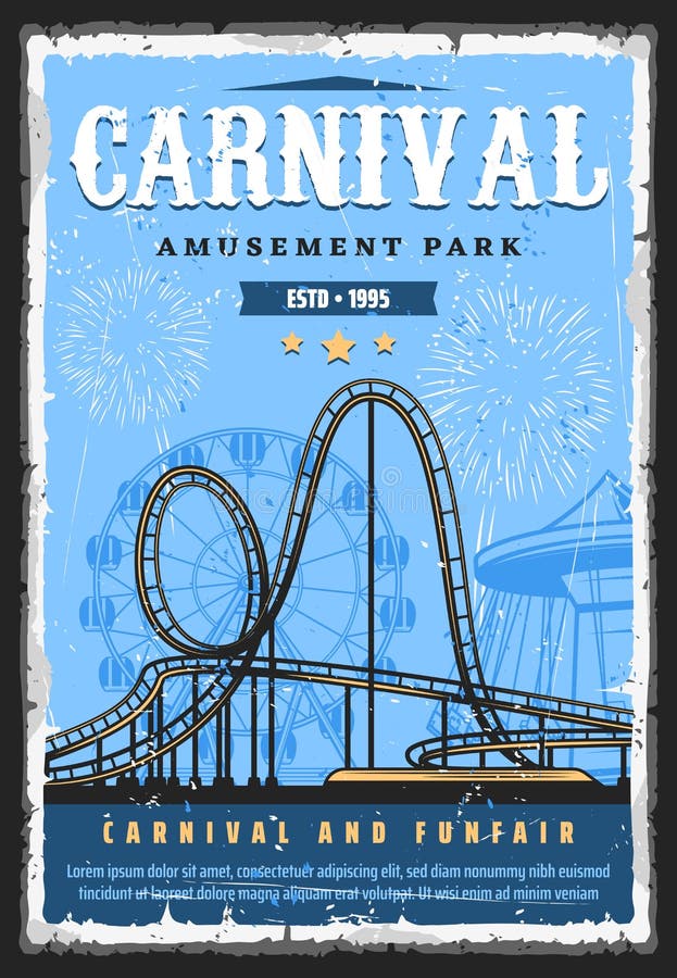 Amusement Park Roller Coaster, Funfair Carnival Stock Vector ...