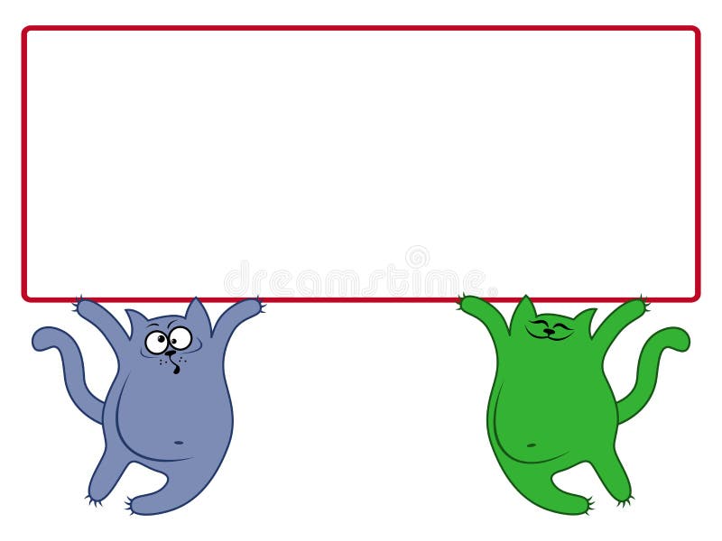 Amusing cats with large rectangular banner stock illustration