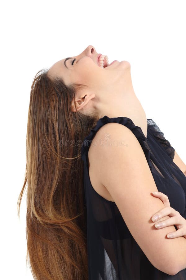Amuzantă femeie veselă râzând amuzantă stock photo