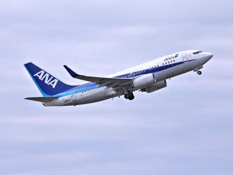 ANA All Nippon Airways Boeing 737-500 Airplane Editorial Stock