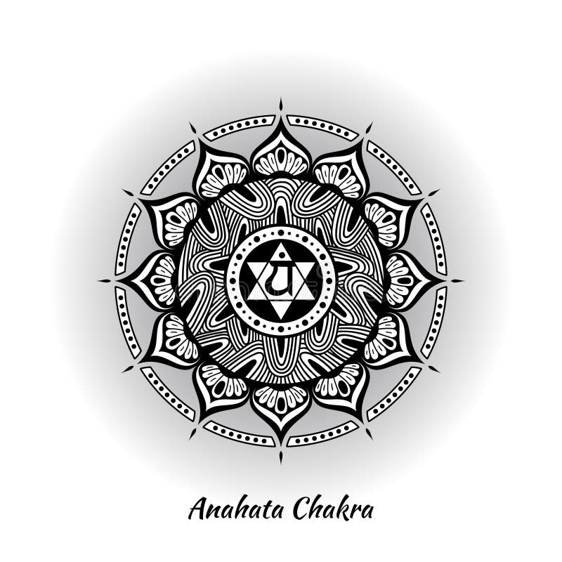 Vector Illustration with Symbol Chakra Anahata on White Background. Circle  Mandala Pattern and Hand Drawn Lettering Stock Illustration - Illustration  of healing, hindu: 152396057