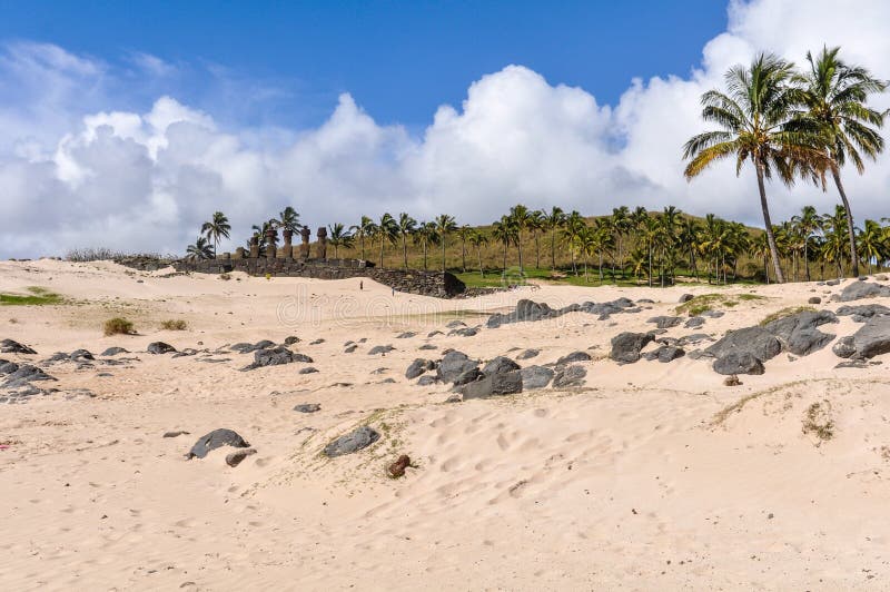 The Anakena Beach in Easter Island, Chile royalty free stock image The Anakena Beach in Easter Island, Chile royalty free stock image