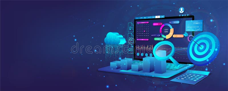 Analisi delle imprese Analisi finanziaria strategia di crescita della gestione finanziaria e obiettivo finanziario. concetto di sv illustrazione vettoriale