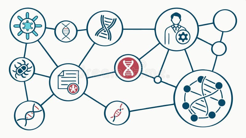 Analiza informațiilor din rețeaua științifică de date și proiectarea vectorială a conceptului de design al vectorului de tehnologi royalty free illustration