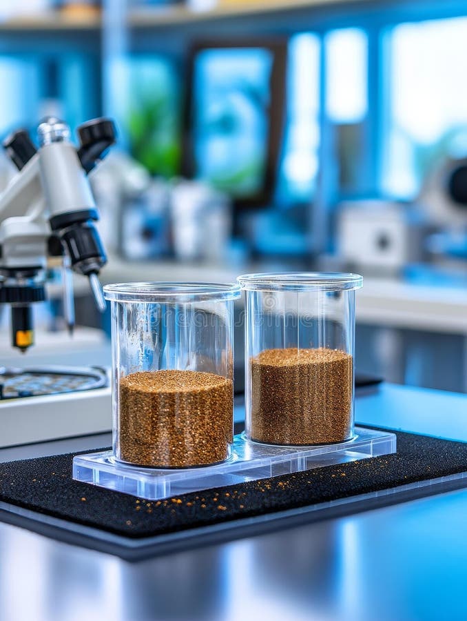 Analiza próbek laboratorium analiza naukowa analiza ziarna laboratorium badanie mikroskopowe pojemniki do pobierania próbek ilustracji