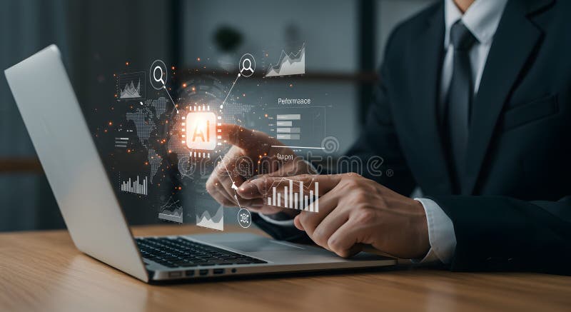 Analiză de date bazată pe inteligență artificială pentru dezvoltarea întreprinderilor stock illustration