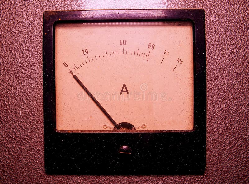 Analog ampere meter or amp meter. Close-up stock photos Analog ampere meter or amp meter. Close-up stock photos