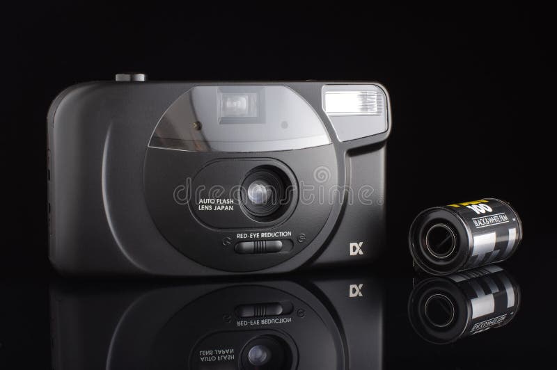 Analog Automatic Compact Camera 35mm Film Cassette Isolated Stock
