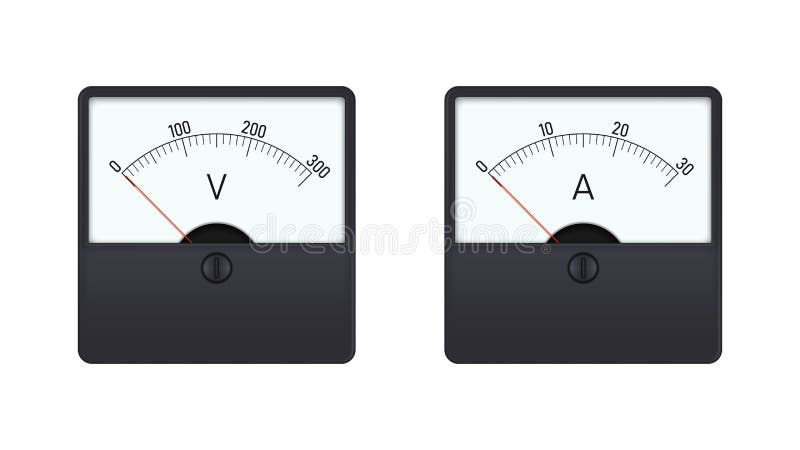 Analog Voltmeter and Ammeter on White Background. Stock Vector -  Illustration of scale, measure: 235505286