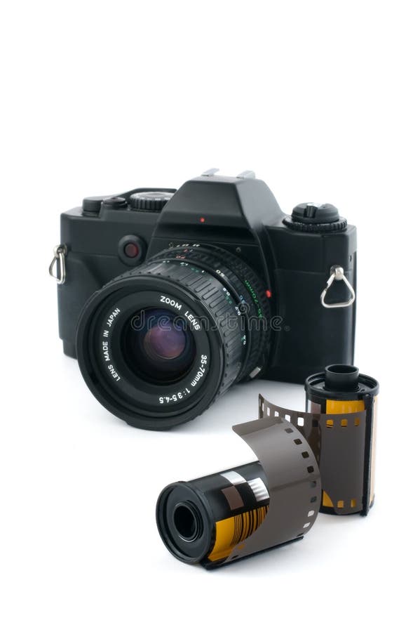Analogue Camera With Film Rolls Stock Image Image of 35mm, white 9045177