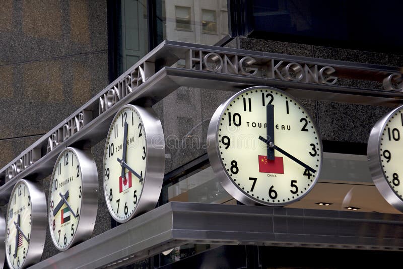 World City Time Zone Clocks and Globes Stock Vector Illustration of