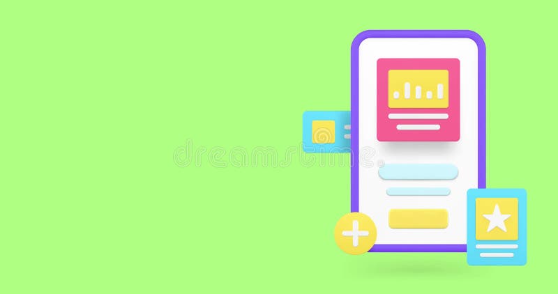 Analyse de données application smartphone gestion d'entreprise animation d'icônes 3d illustration de vecteur