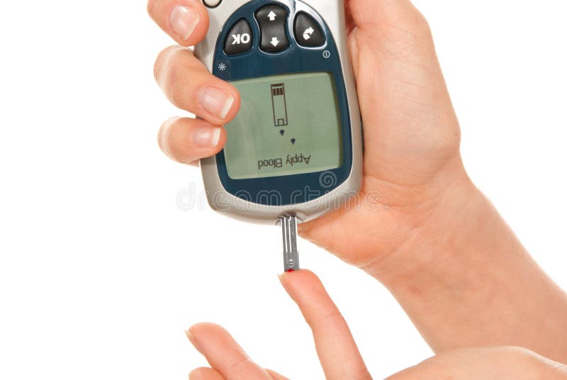 Analyse de sang de mesure patiente diabétique de glucose image libre de droits Analyse de sang de mesure patiente diabétique de glucose image libre de droits
