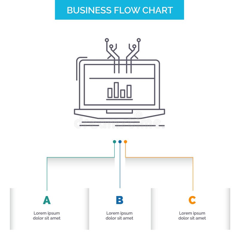 Analysis, analytical, management, online, platform Business Flow Chart Design with 3 Steps. Line Icon For Presentation Background stock illustration Analysis, analytical, management, online, platform Business Flow Chart Design with 3 Steps. Line Icon For Presentation Background stock illustration