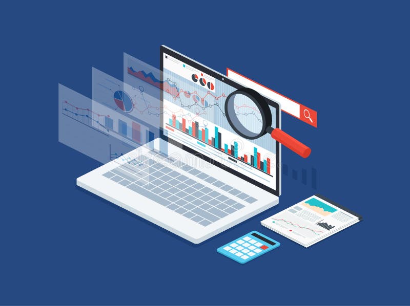 Analysis data and development statistic. Modern concept of business strategy, search information, digital marketing vector illustration