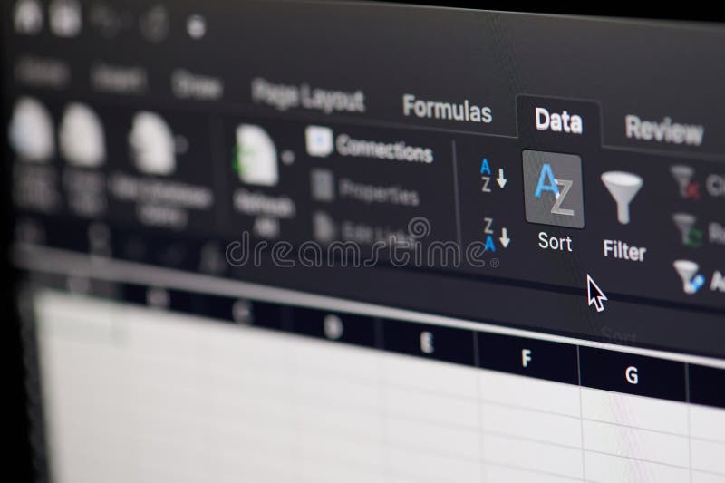 Analysis data in microsoft office excel software stock photos