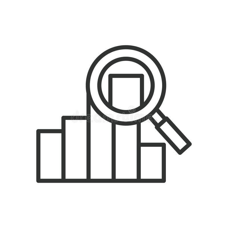 Analysis, in line design. Analysis, data, research, evaluation, assessment, insights, interpretation on white background royalty free illustration