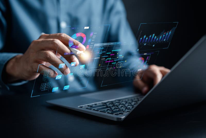 Analyst Working with Computer in Business Analytics and Data Management