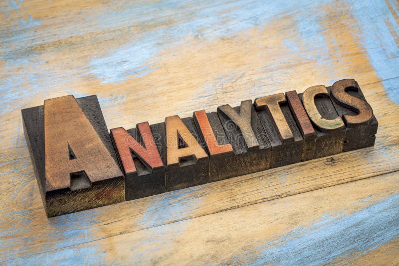 Analytics word abstract- wood type banner