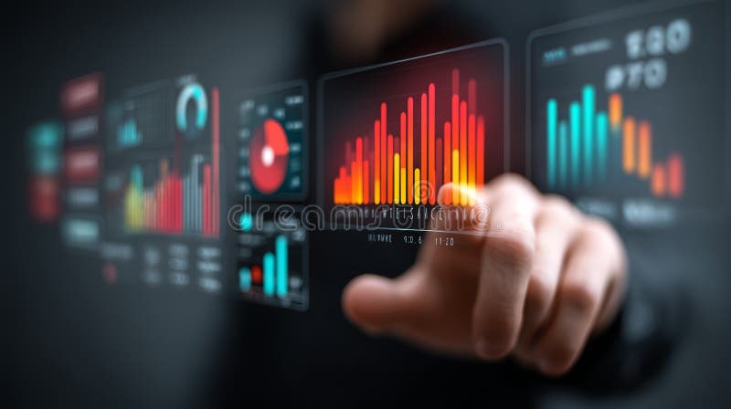 Analyzing Customer Data Journey with Digital Interface and Interactive Charts vector illustration