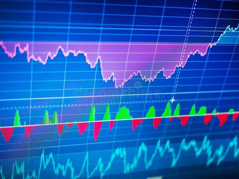 Analyzing stock market data on a monitor. Financial data on blue-green background royalty free stock photo Analyzing stock market data on a monitor. Financial data on blue-green background royalty free stock photo