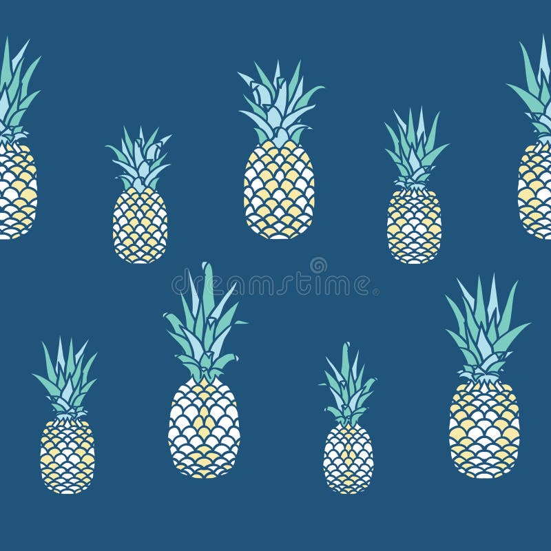 Ananas di vettore nella linea su progettazione senza cuciture del modello dei blu navy illustrazione vettoriale Ananas di vettore nella linea su progettazione senza cuciture del modello dei blu navy illustrazione vettoriale
