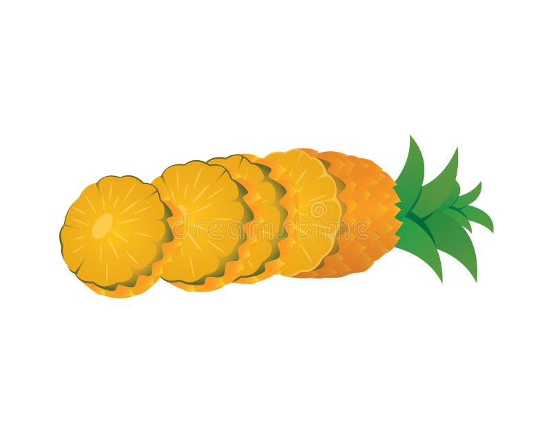 Ananas détaillé avec l'illustration de tranches illustration stock