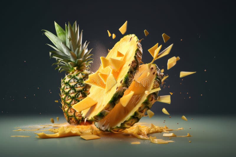 Ananas feliat și suculent pe fond. prospețime și vibe de gourmet într-un concept de alimentație sănătoasă. ai generativ vector illustration