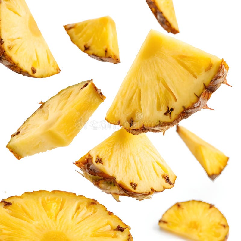 Ananas, färsk, i skivor som är isolerade på genomskinlig bakgrund stock illustrationer